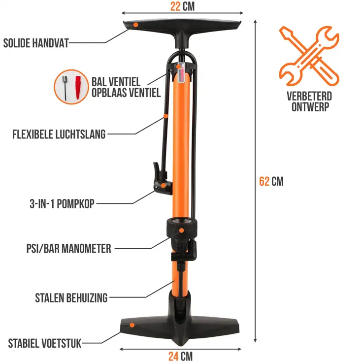 Fietspomp 12 Bar - Drukmeter