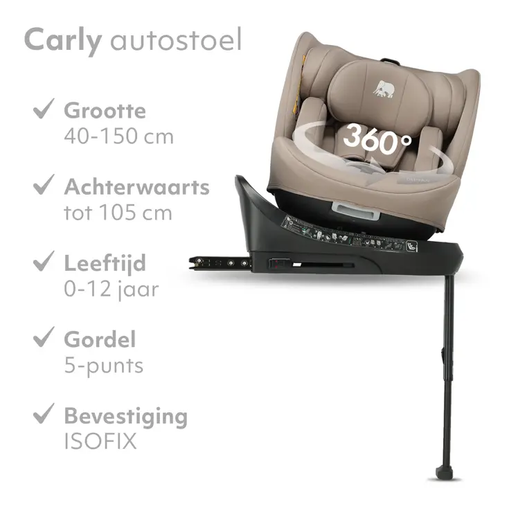 Carly Luxe i-Size Autostoel - Isofix + steunpoot