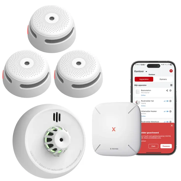 Link+ Pro bundel 3 Rook- en 1 hittemelder