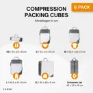 Compressie Packing Cubes – 6 stuks – Zwart