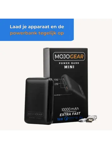 Mini Extra Fast Powerbank 10.000 mAh – 3 poorten