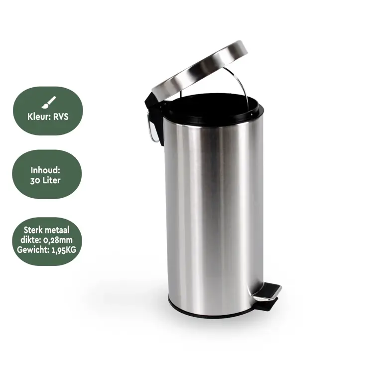 Pedaalemmer 30L – RVS Afvalbak