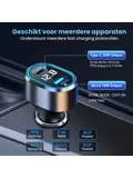 48W Autolader USB-C LED Spanningsmeter 12V