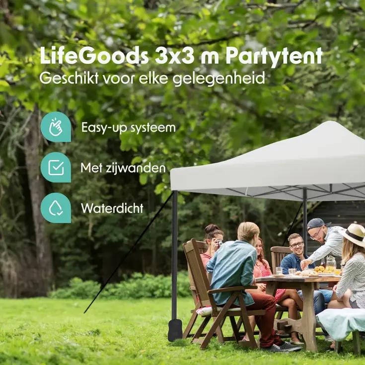 Partytent met Zijwanden – 3x3 m – Wit