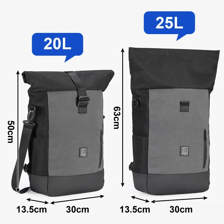 Brisby 40-52L 3-in-1 rolltop fietstassen