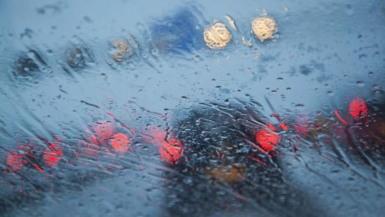 Slecht weer onderweg.