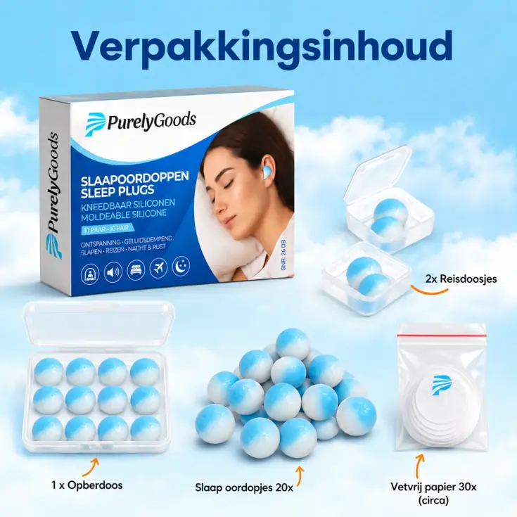 Siliconen Oordoppen Slapen & Reizen - 20 Stuks