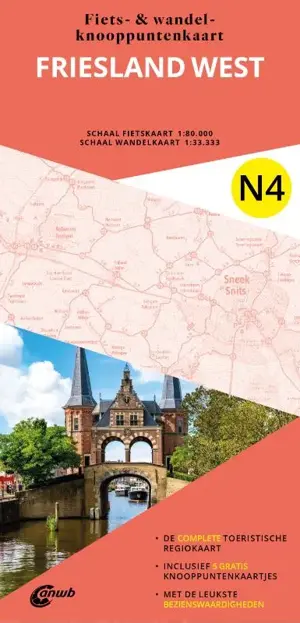 Fiets en wandelknooppuntenkaart N4 Friesland west