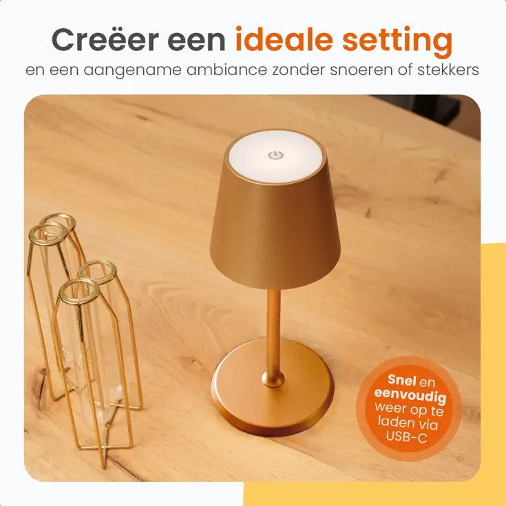 Essence Tafellamp Oplaadbaar - 26cm - LED