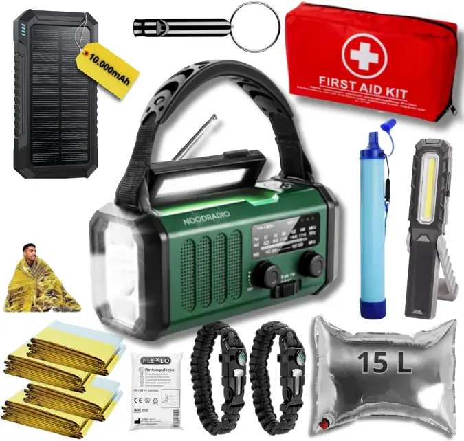 Noodpakket XL met Powerbank-Noodradio-Waterfilter