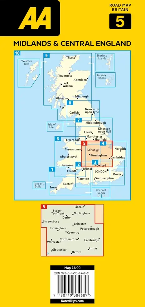 Wegenkaart 5 Midlands & Central England