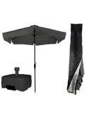 CUHOC Parasol Grijs + Verrijdbare Voet + Hoes