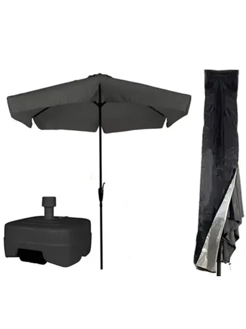 CUHOC Parasol Grijs + Verrijdbare Voet + Hoes
