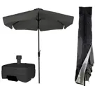 Parasol Grijs + Verrijdbare Voet + Hoes