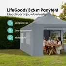LifeGoods Partytent met Zijwanden– 3x6 m