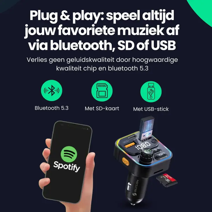 FM Transmitter - BT 5.3 - USB-C 22,5W