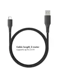Braided USB-C naar USB kabel 3 meter