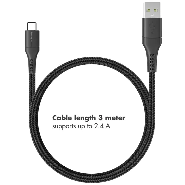 Braided USB-C naar USB kabel 3 meter