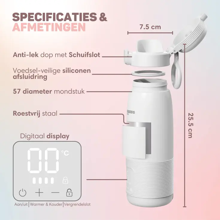 Thermosfles Flessenwarmer - Draadloos & Draagbaar
