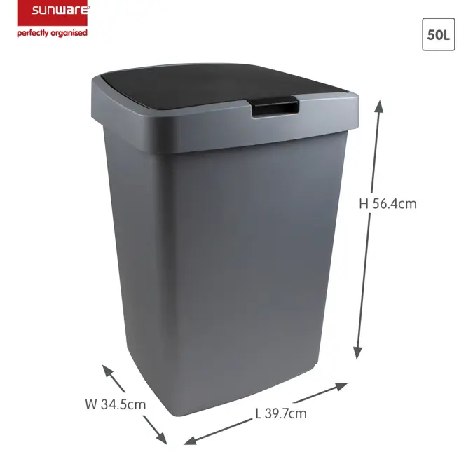 Delta - Prullenbak + klepdeksel - 50L zwart