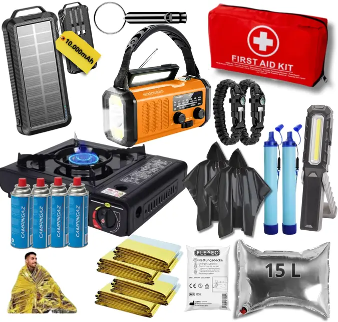 Noodpakket XXL-Noodradio, Kooktoestel & Powerbank