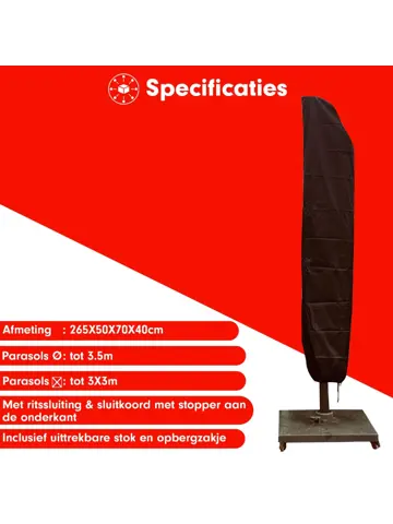 Zweefparasol hoes 265x50x70 cm - Redlabel