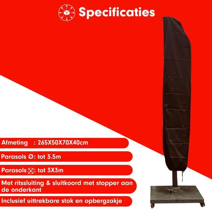 Zweefparasol hoes 265x50x70 cm - Redlabel
