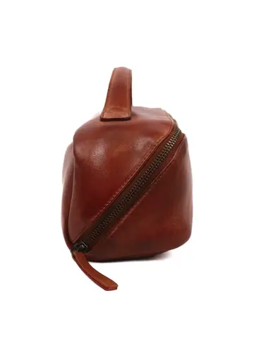 Simone - Leren toilettas - 3 vakken