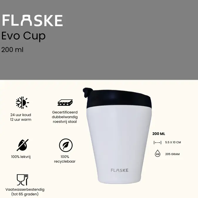 FLASKE 200ML RVS Koffiebeker to Go