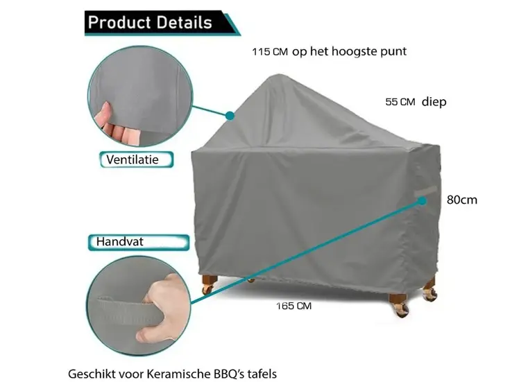 Barbecue tafelhoes 165x65x80x115 cm