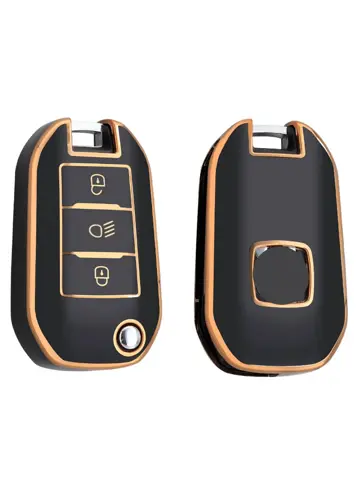 TPU Sleutelhoesje voor Peugeot goud A3B