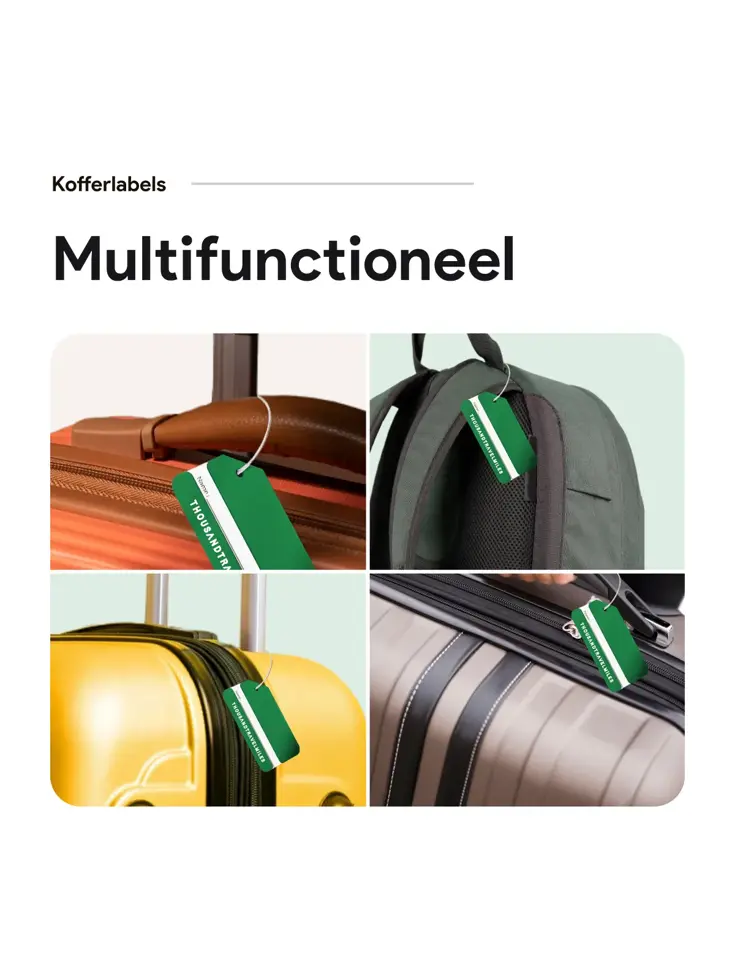 Aluminium kofferlabels – 4 stuks – Groen