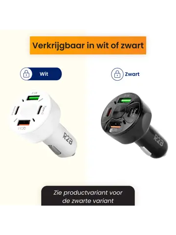 Autolader USB C & USB A - Snellader - Wit