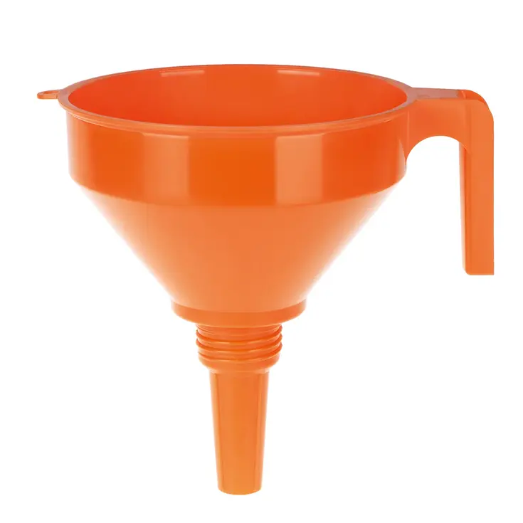 Oranje kunststof trechter Ø 160mm met zeef
