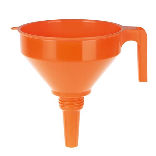 Oranje kunststof trechter Ø 160mm met zeef