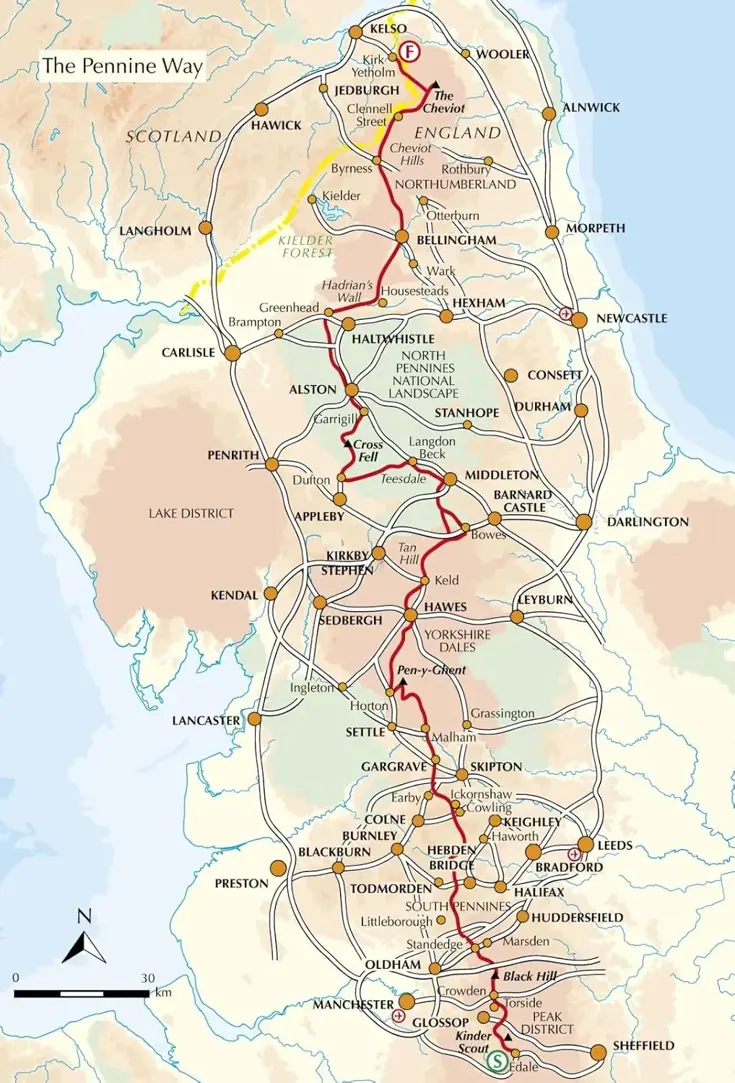 Kaartgids Booklet The Pennine Way Map