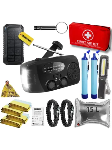 Noodpakket L met Powerbank-Noodradio-Waterfilter