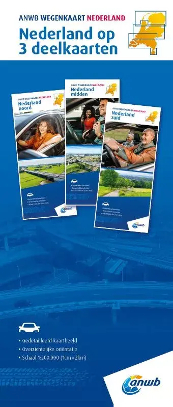 ANWB wegenkaart Nederland - Set noord, midden, zuid 