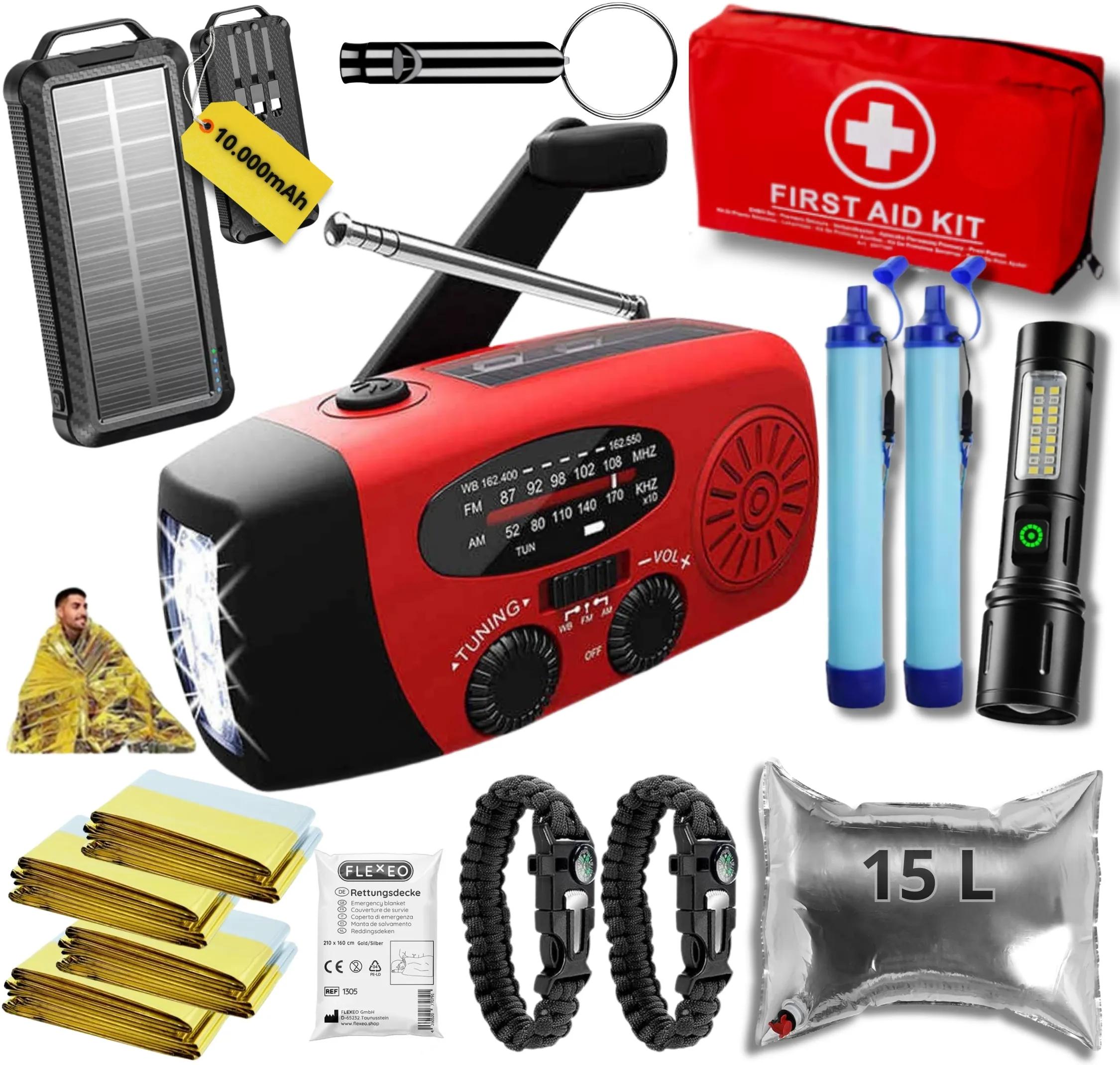 Noodpakket L met Powerbank-Noodradio-Waterfilter