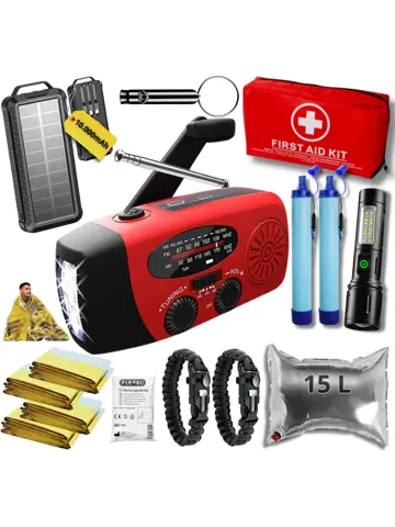 Noodpakket L met Powerbank-Noodradio-Waterfilter