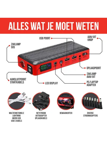 Jumpstarter voor Auto 4-in-1 - 1000A