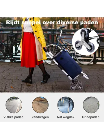 40L boodschappentrolley met trapwielen