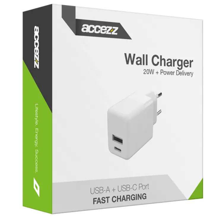 Accezz Oplader USB-C en USB - 20 Watt