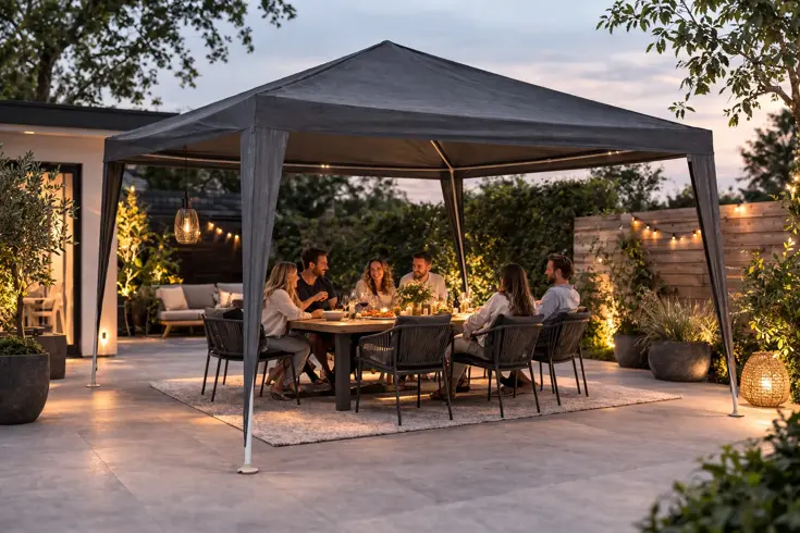 Partytent 3x3 m grijs - waterafstotend met frame