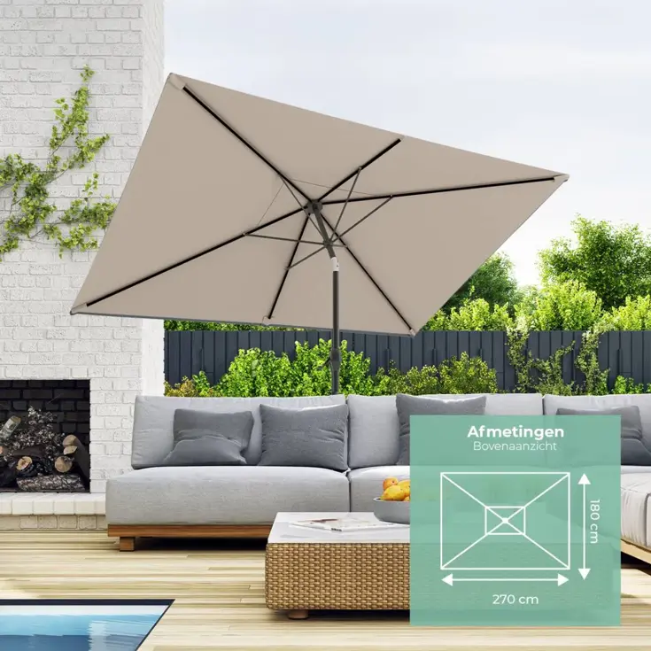 Parasol – 270x180cm – Taupe
