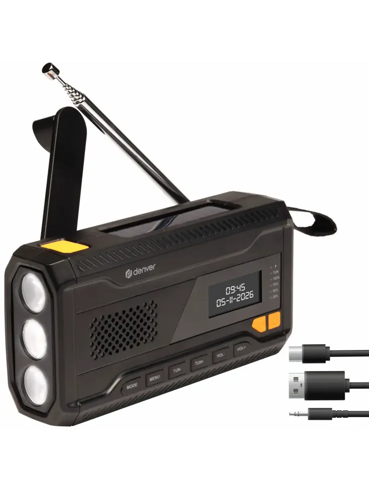 DAB+ Noodradio Zaklamp Solar Powerbank