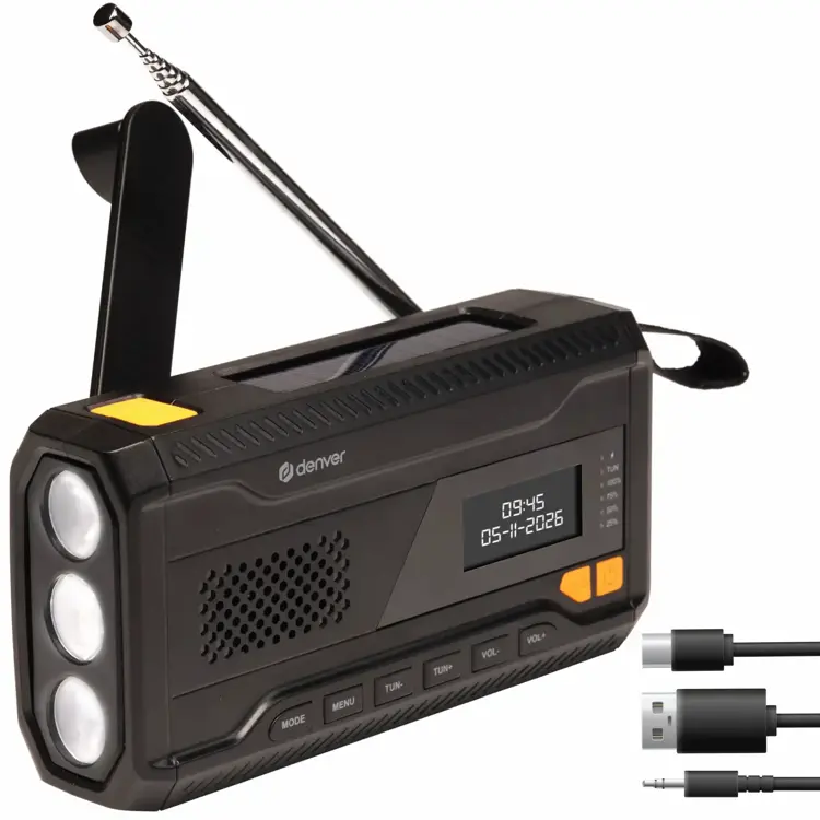 DAB+ Noodradio Zaklamp Solar Powerbank