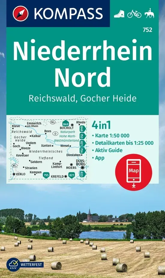 Kompass Wandelkaart WK752 Niederrhein Nord