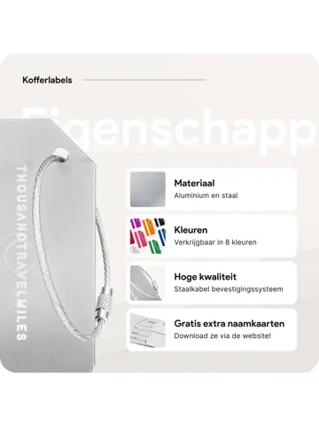 Aluminium Bagagelabel – 2 stuks – Zilver