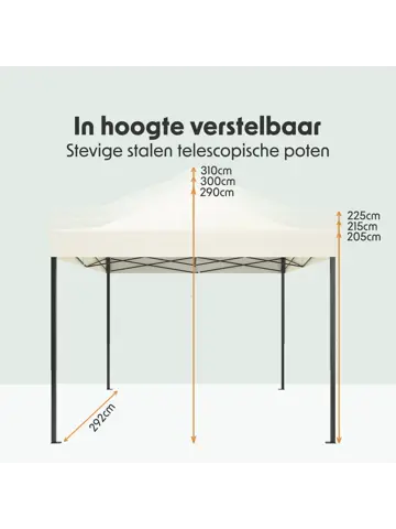 Partytent – 3x3 m – Easy-Up – Beige